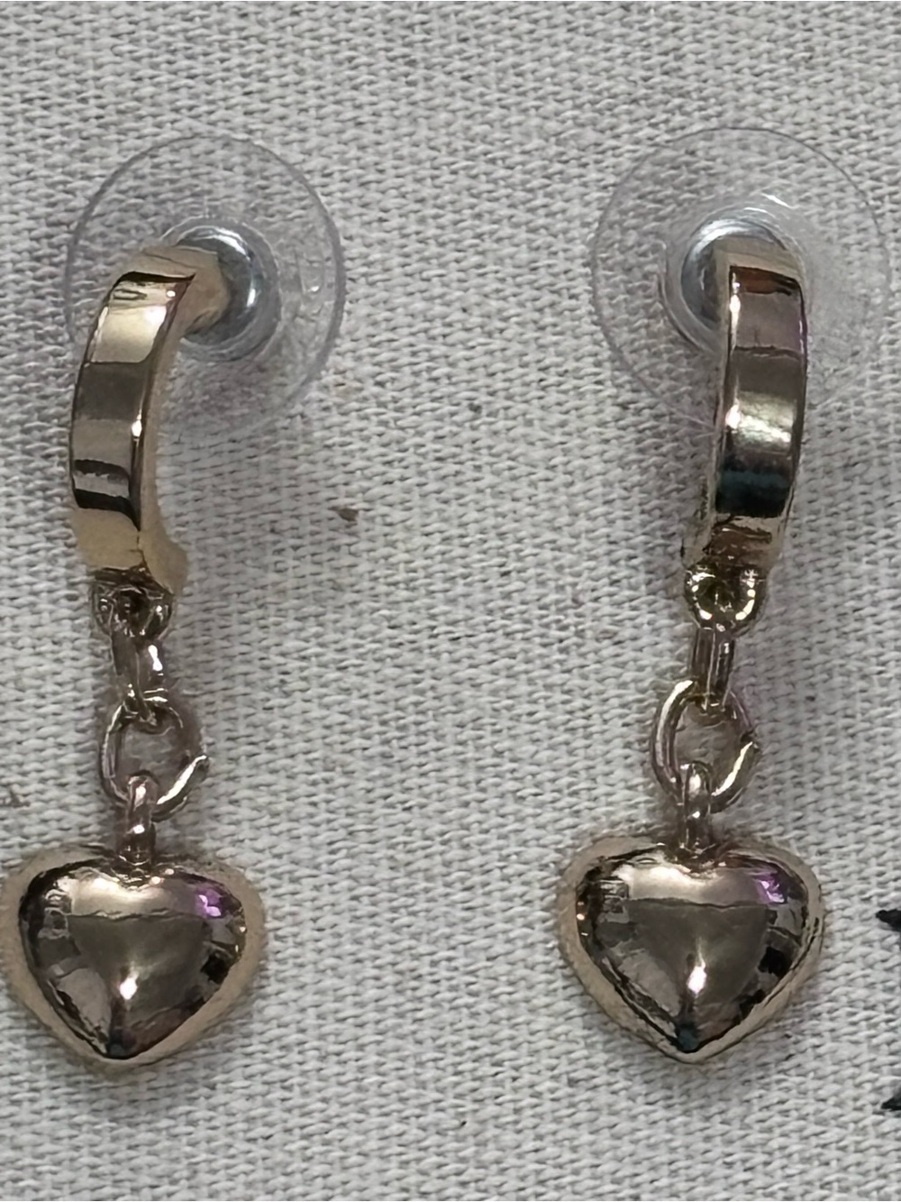 Gold-Tone Heart Drop Hoop Earrings - Women's Jewelry